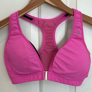 Lululemon Neon Pink Racerback Plunge Front Close Sports Bra 34D